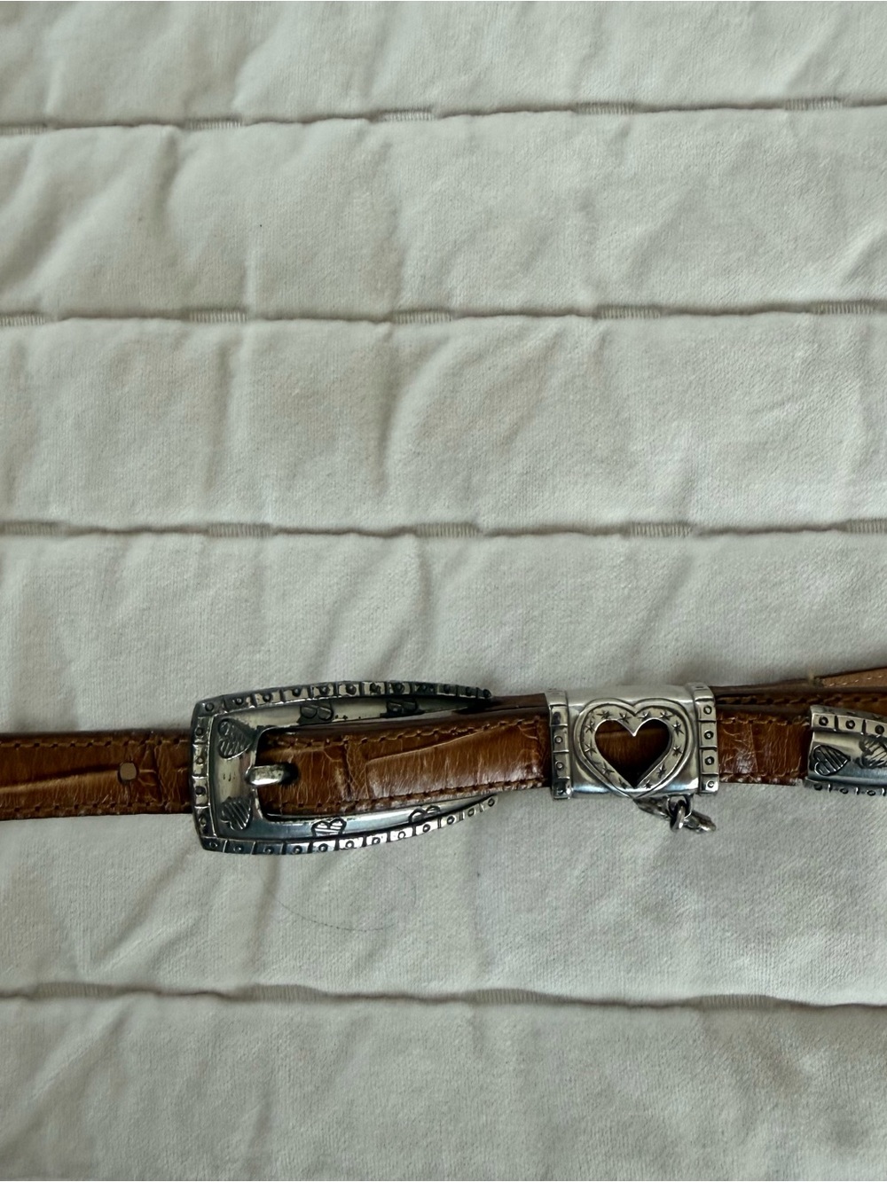 Vintage Brighton Skinny Belt Size M L 32 Brown Croc Embossed Leather Western - Picture 7 of 7